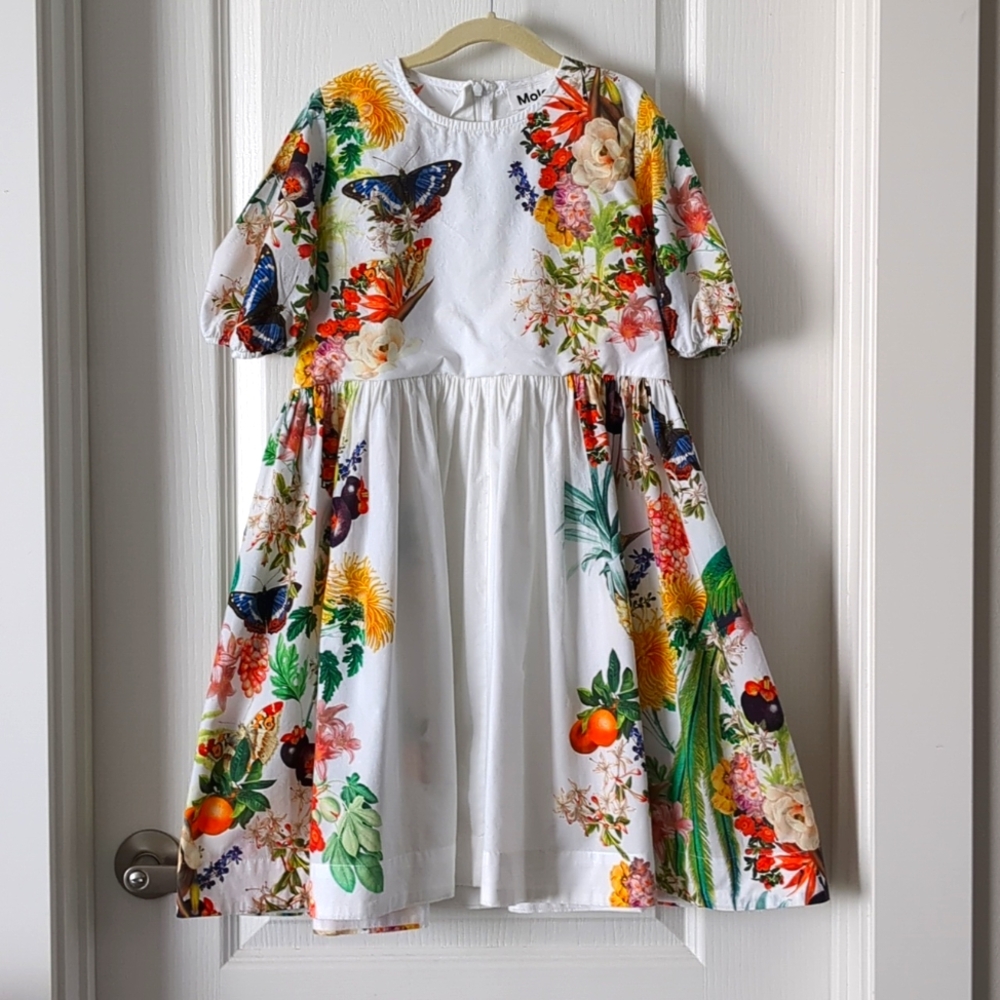 MOLO Girls 'Casey' Dress Organic Cotton Tropical Print 7-8